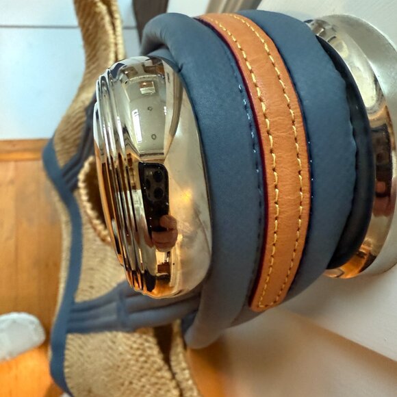 MZ Wallace Raffia Tote with Blue Nylon trim - Picture 3 of 6